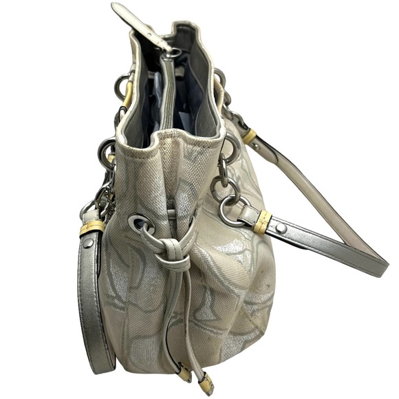 Coach Colette Canvas Signature Tan and  Yellow Accent Bag 16414 - Picture 3 of 8